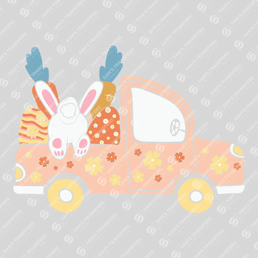 Easter Truck Bunny Ready-to-Press DTF Transfer | SAT00493