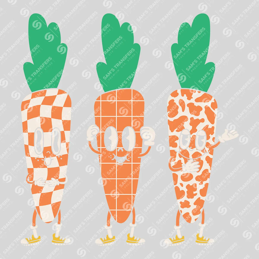 Groovy Carrot Trio Ready-to-Press DTF Transfer | SAT00501