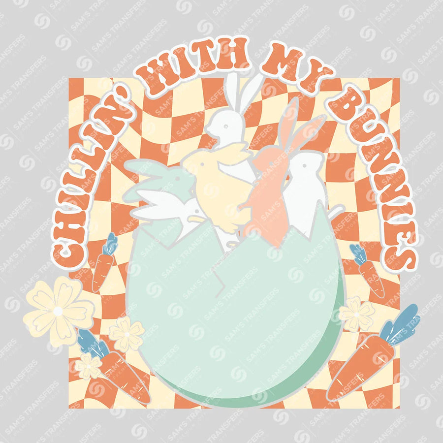 Chillin With My Bunnies Egg Ready-to-Press DTF Transfer | SAT00509