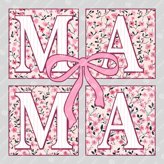Apparel featuring a Mama Floral Bow-themed DTF transfer.