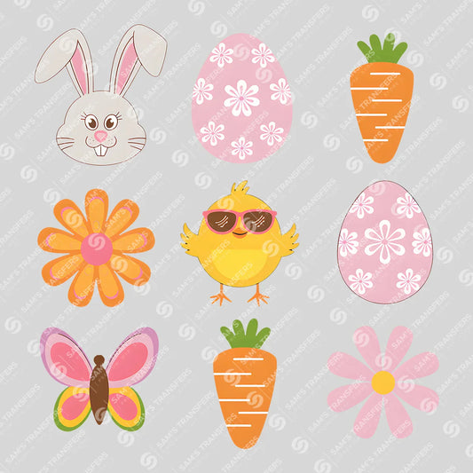 Apparel featuring a Easter Elements-themed DTF transfer.