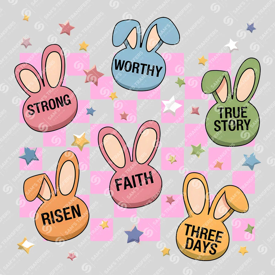 Easter Faith Bunny Words Ready-to-Press DTF Transfer | SAT00521