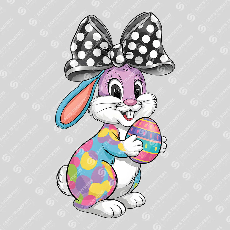 Polka Dot Bow Bunny Ready-to-Press DTF Transfer | SAT00525