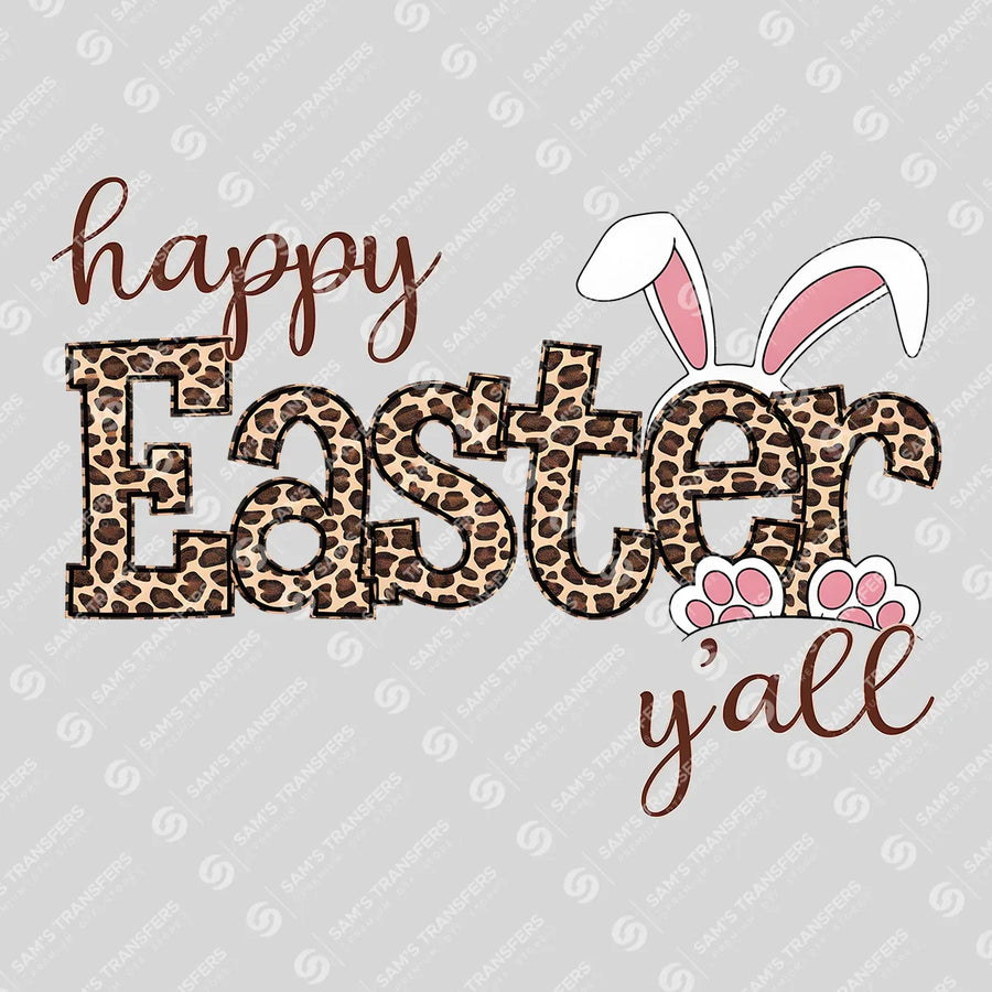 Happy Easter Y'all Leopard Ready-to-Press DTF Transfer | SAT00535