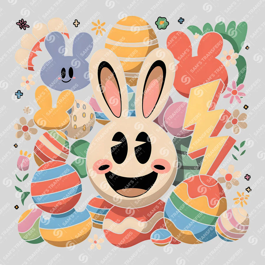 Easter Smiley Egg Collage Ready-to-Press DTF Transfer | SAT00550