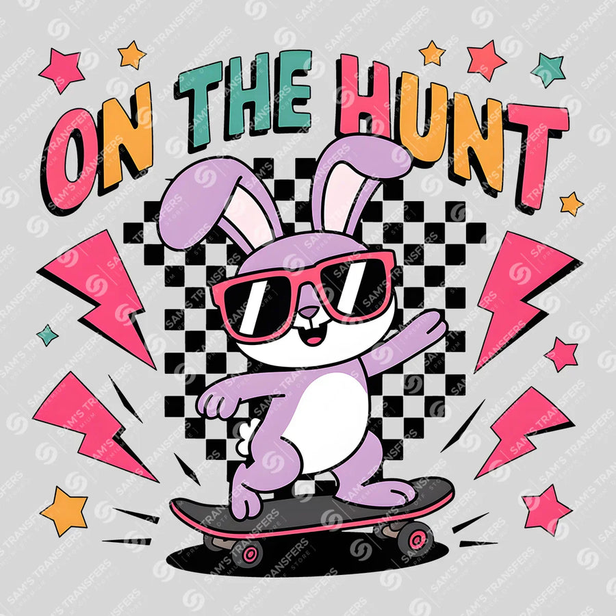 On The Hunt Retro Bunny Ready-to-Press DTF Transfer | SAT00567