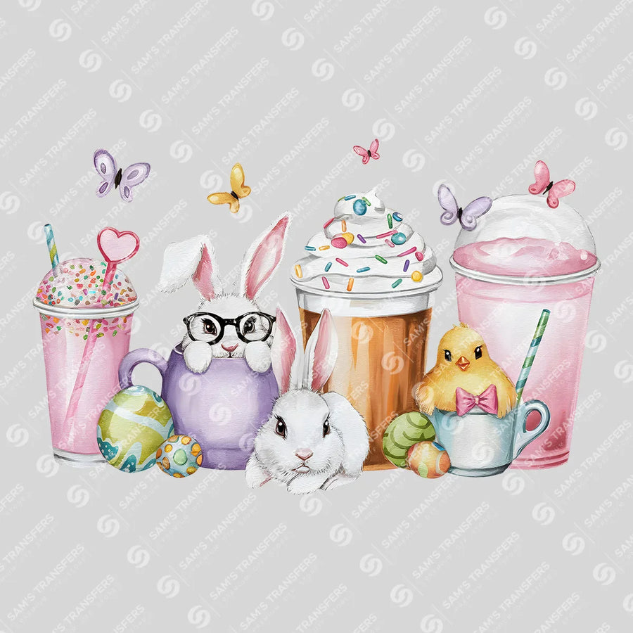 Easter Coffee Bunny Cups Ready-to-Press DTF Transfer | SAT00579