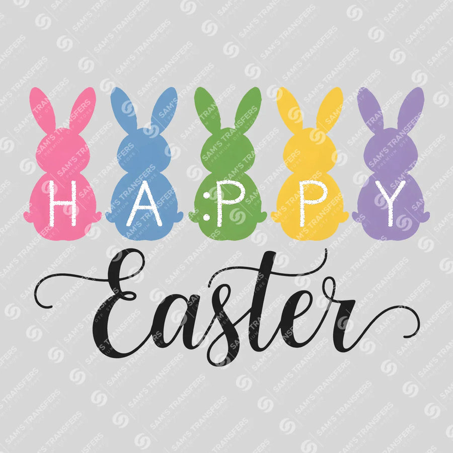 Happy Easter Bunny Silhouettes Ready-to-Press DTF Transfer | SAT00594