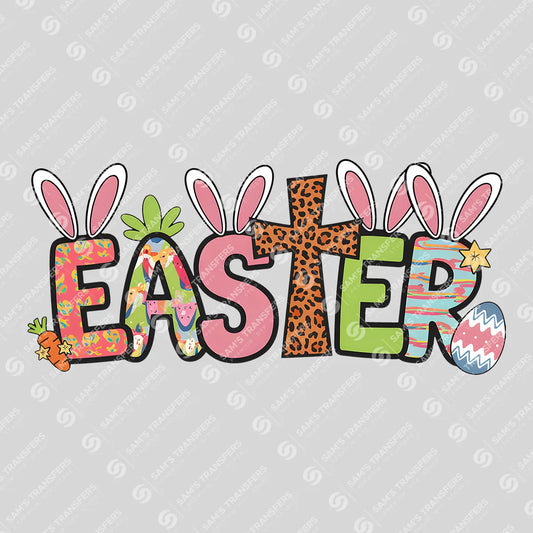 Apparel featuring a Easter Bunny Ears Doodle-themed DTF transfer.