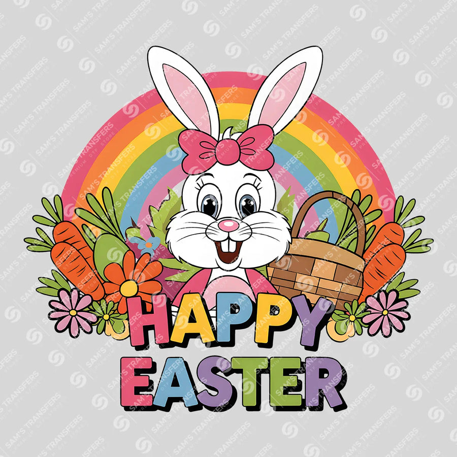 Happy Easter Rainbow Bunny Ready-to-Press DTF Transfer | SAT00614
