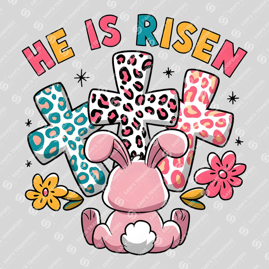 He Is Risen Leopard Crosses Ready-to-Press DTF Transfer | SAT00620