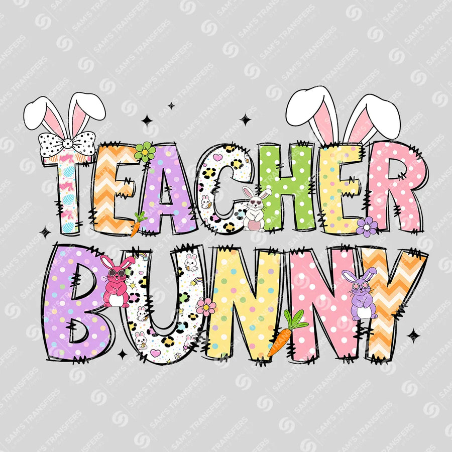 Teacher Bunny Ready-to-Press DTF Transfer | SAT00626
