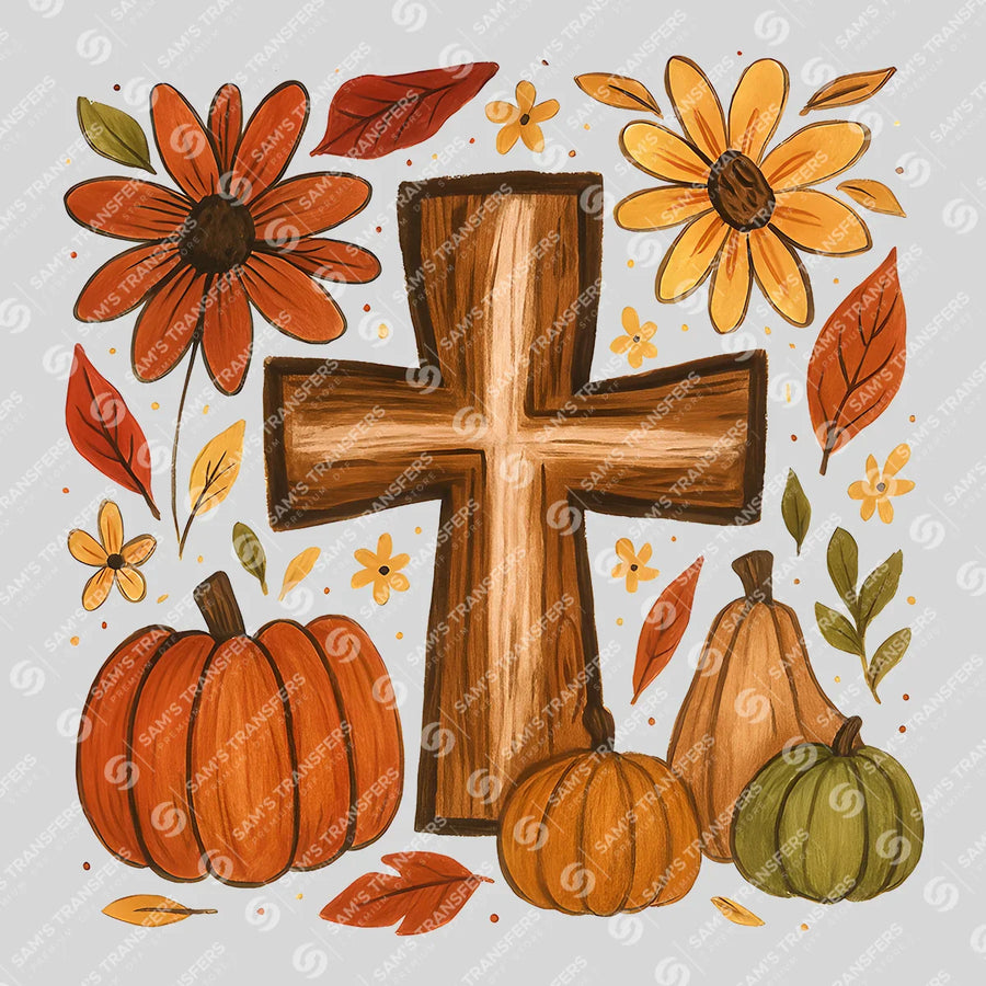 Fall Cross Pumpkins Ready-to-Press DTF Transfer | SAT00674