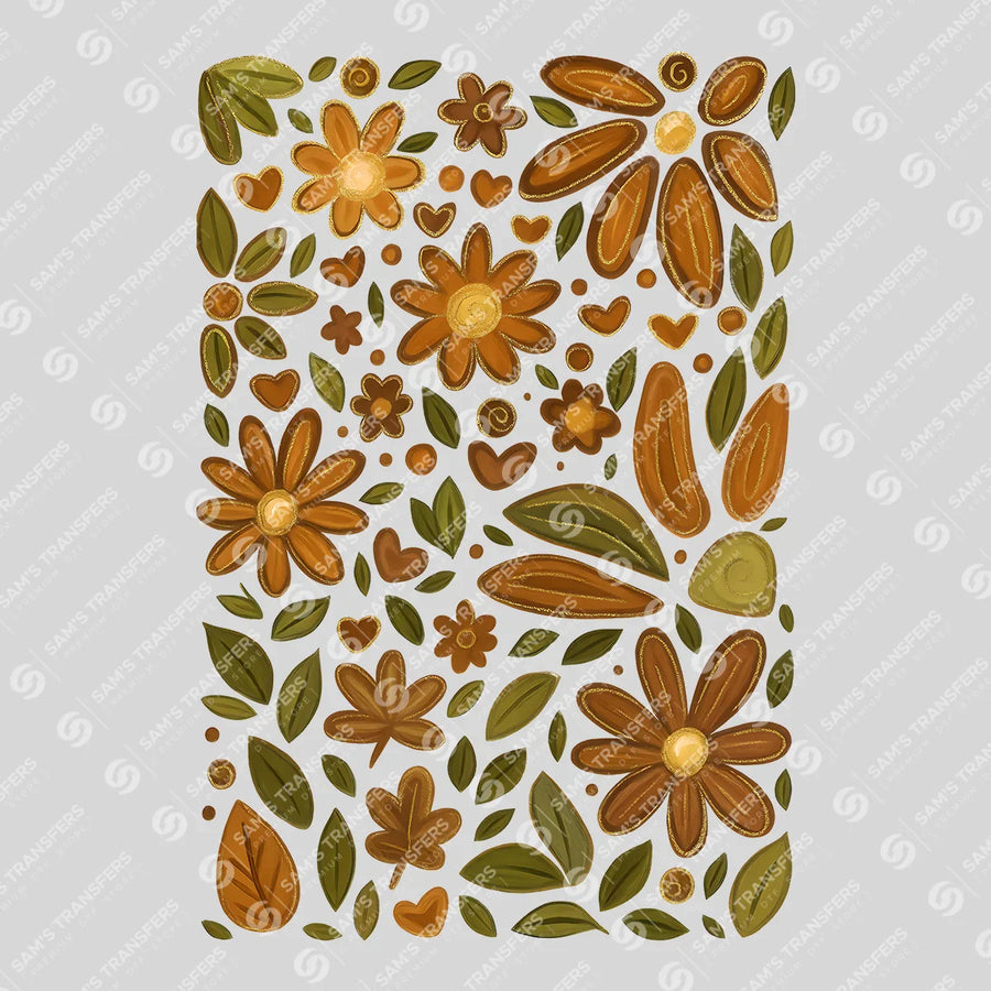 Autumn Floral Doodle Ready-to-Press DTF Transfer | SAT00684