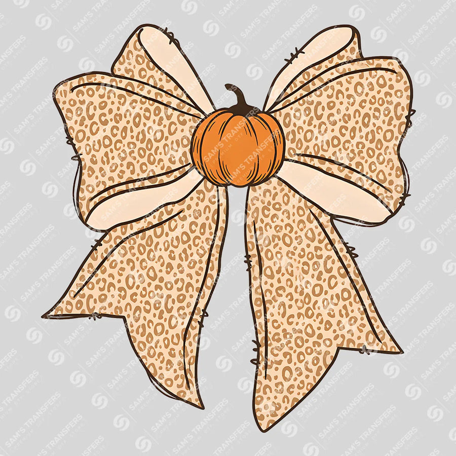 Leopard Bow Pumpkin Ready-to-Press DTF Transfer | SAT00685