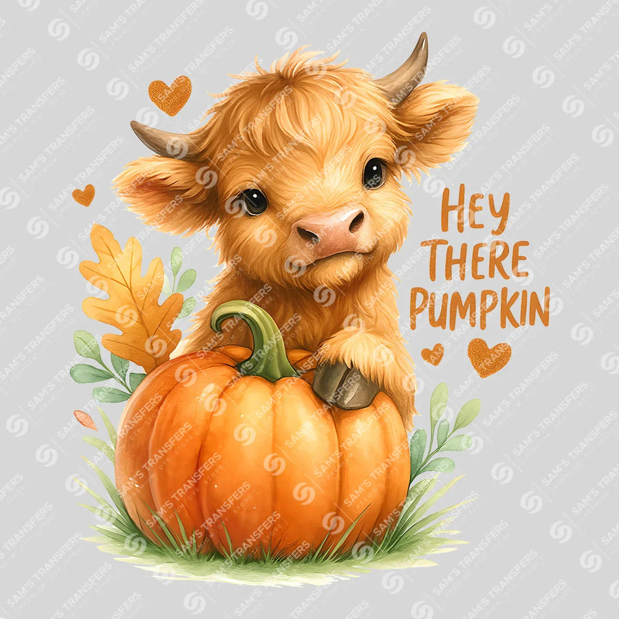 Hey There Pumpkin Highland Cow Ready-to-Press DTF Transfer | SAT00688