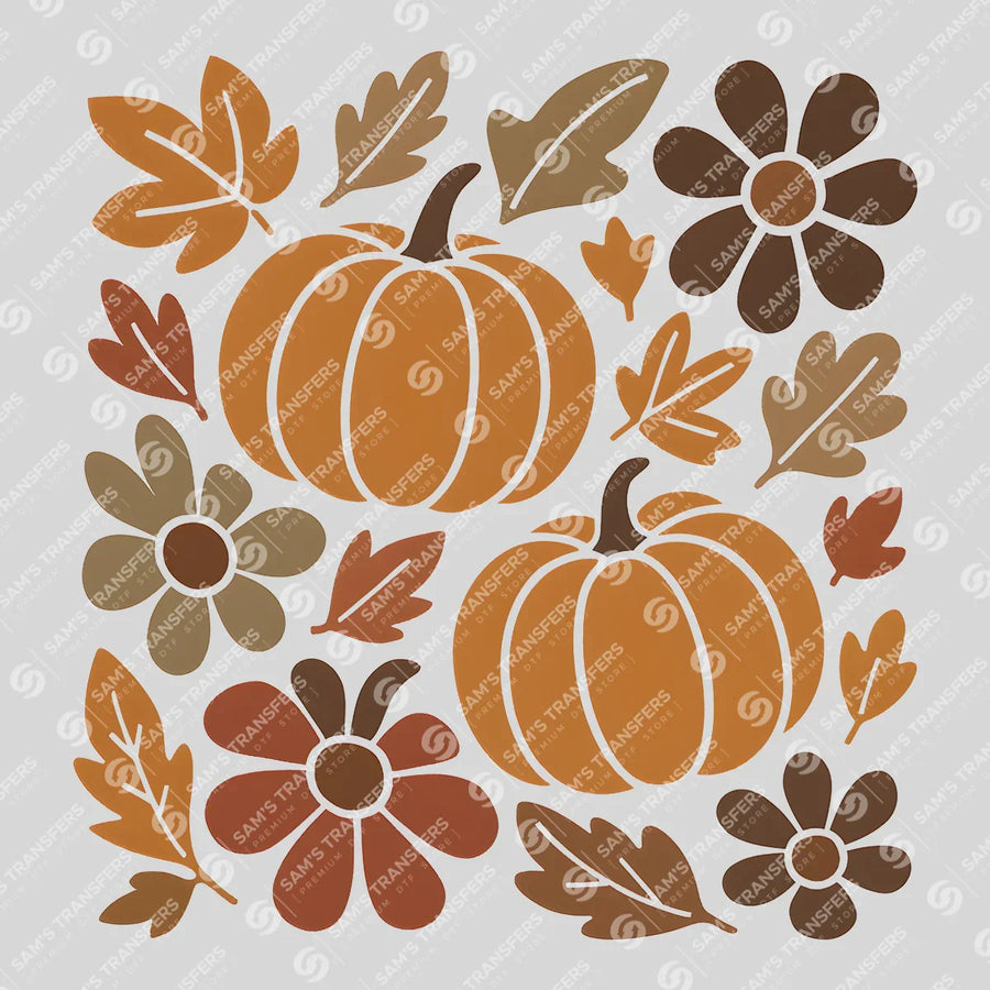 Earthy Pumpkin Florals Ready-to-Press DTF Transfer | SAT00695