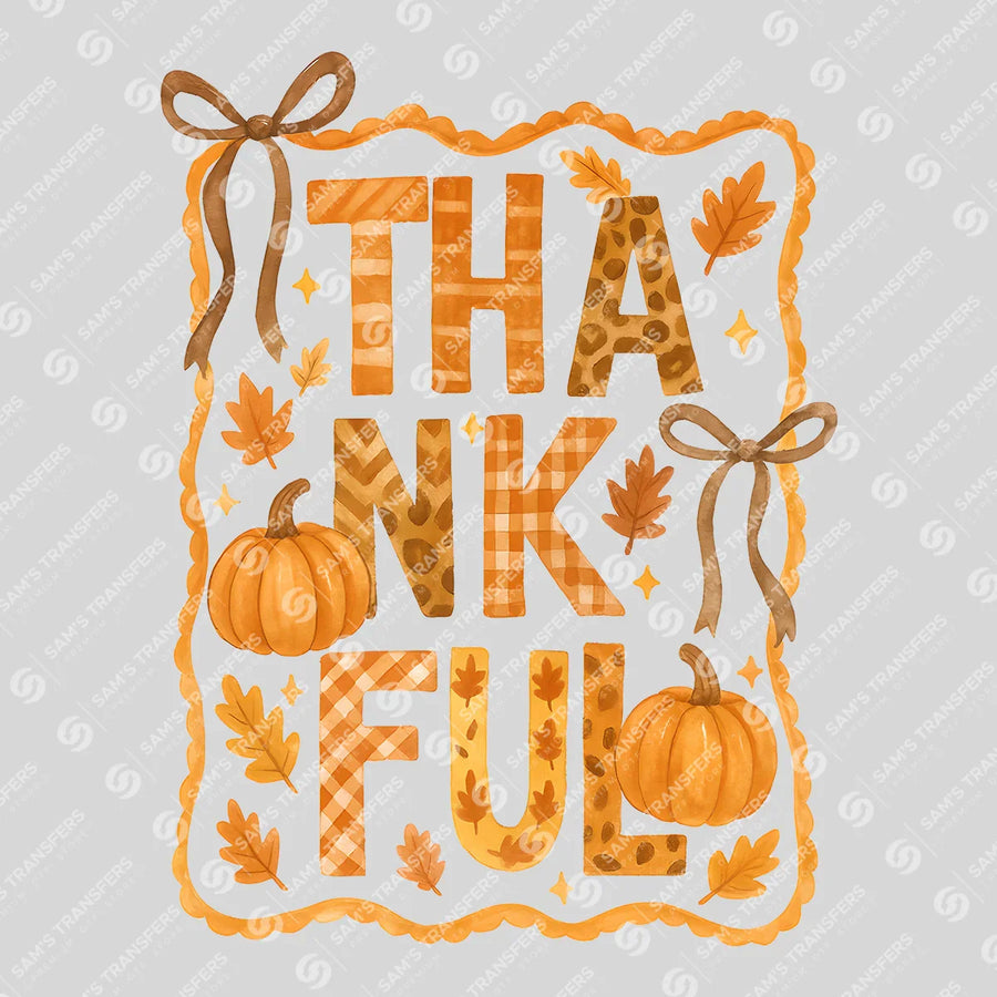 Thankful Pumpkins Bow Ready-to-Press DTF Transfer | SAT00697