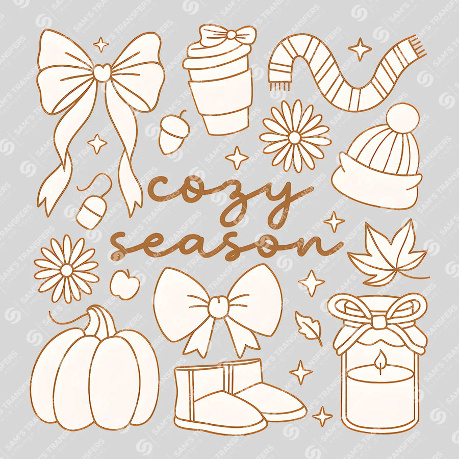 Cozy Season Line Art Ready-to-Press DTF Transfer | SAT00703