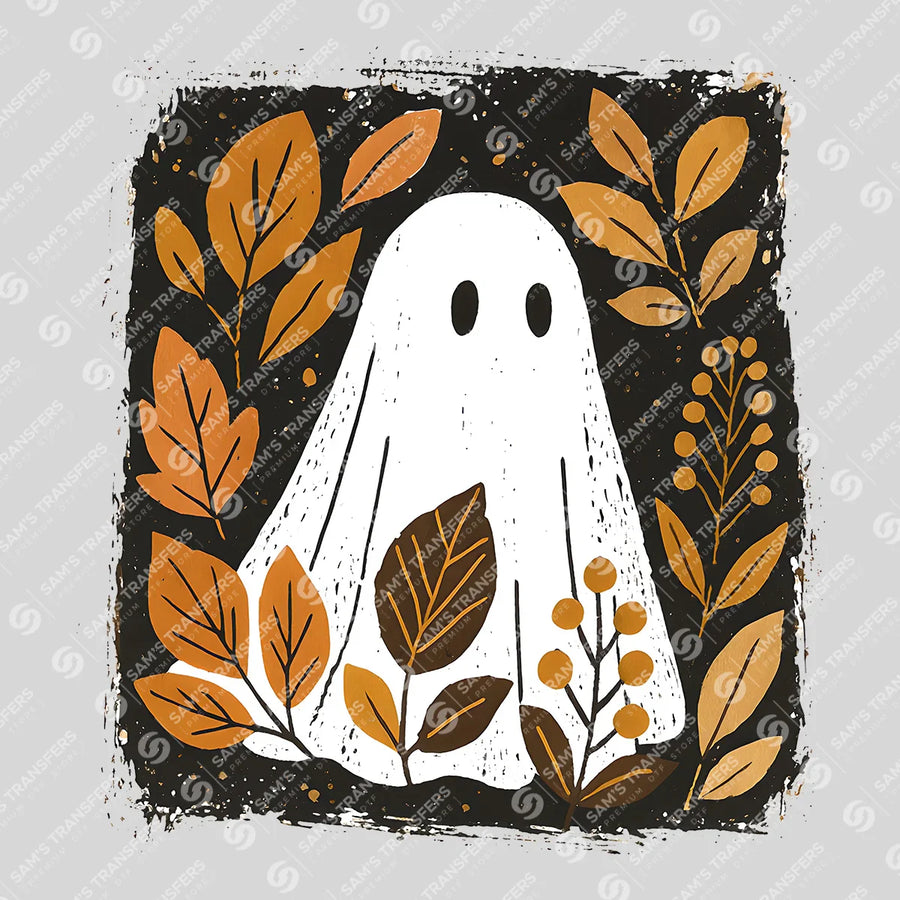 Fall Ghost Block Print Ready-to-Press DTF Transfer | SAT00704