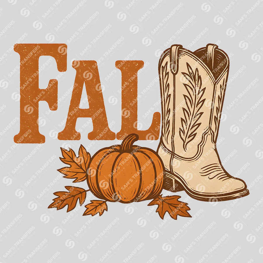 Fall Cowboy Boot Ready-to-Press DTF Transfer | SAT00707