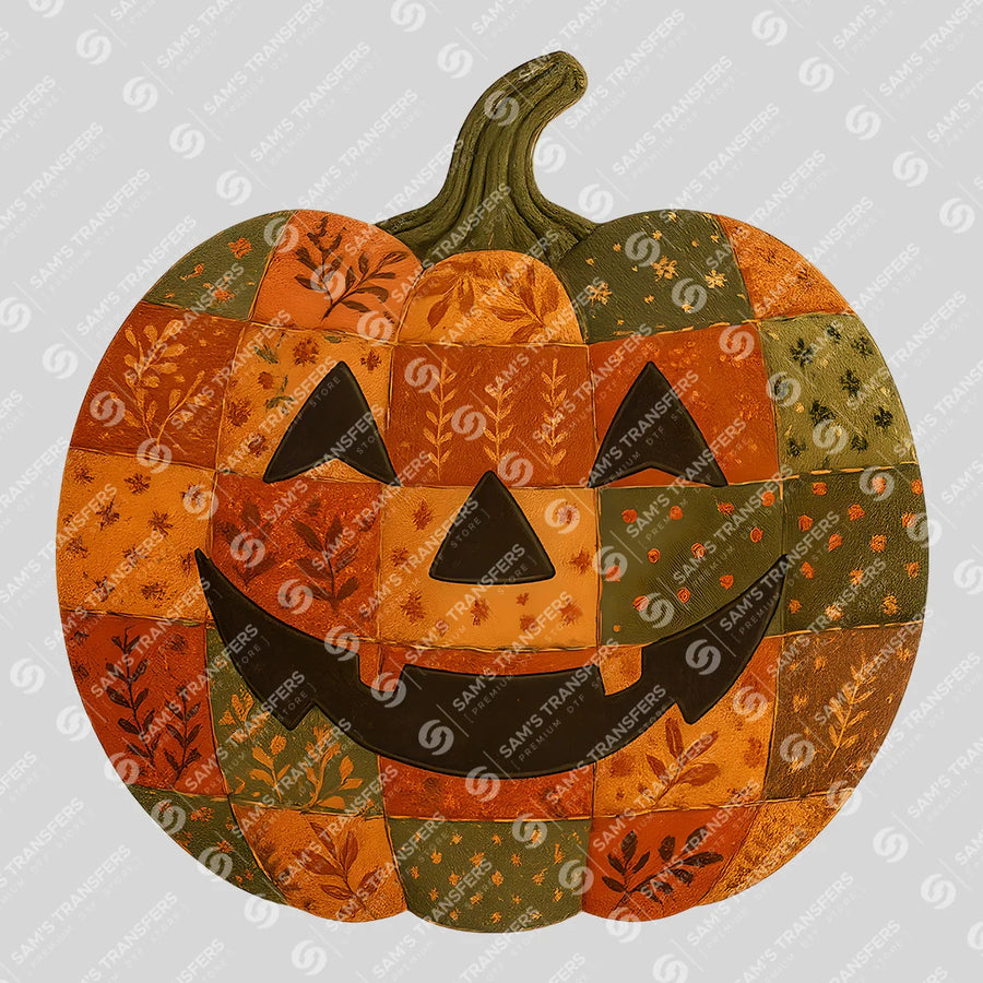 Patchwork Jack O Lantern Ready-to-Press DTF Transfer | SAT00708