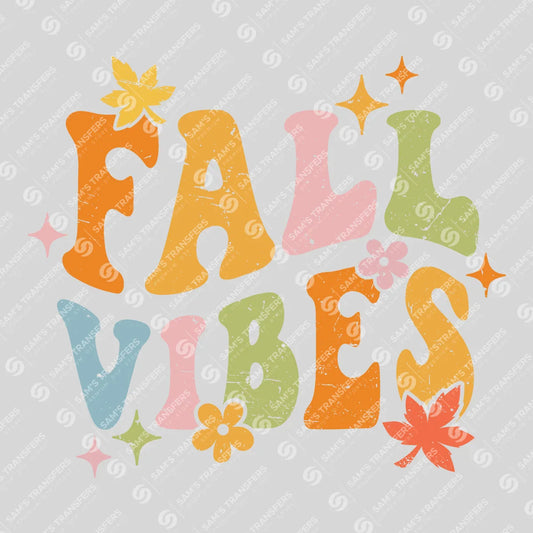Apparel featuring a Fall Vibes Groovy-themed DTF transfer.