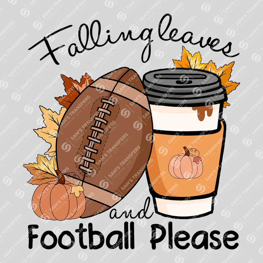 Falling Leaves And Football Please Ready-to-Press DTF Transfer | SAT00736
