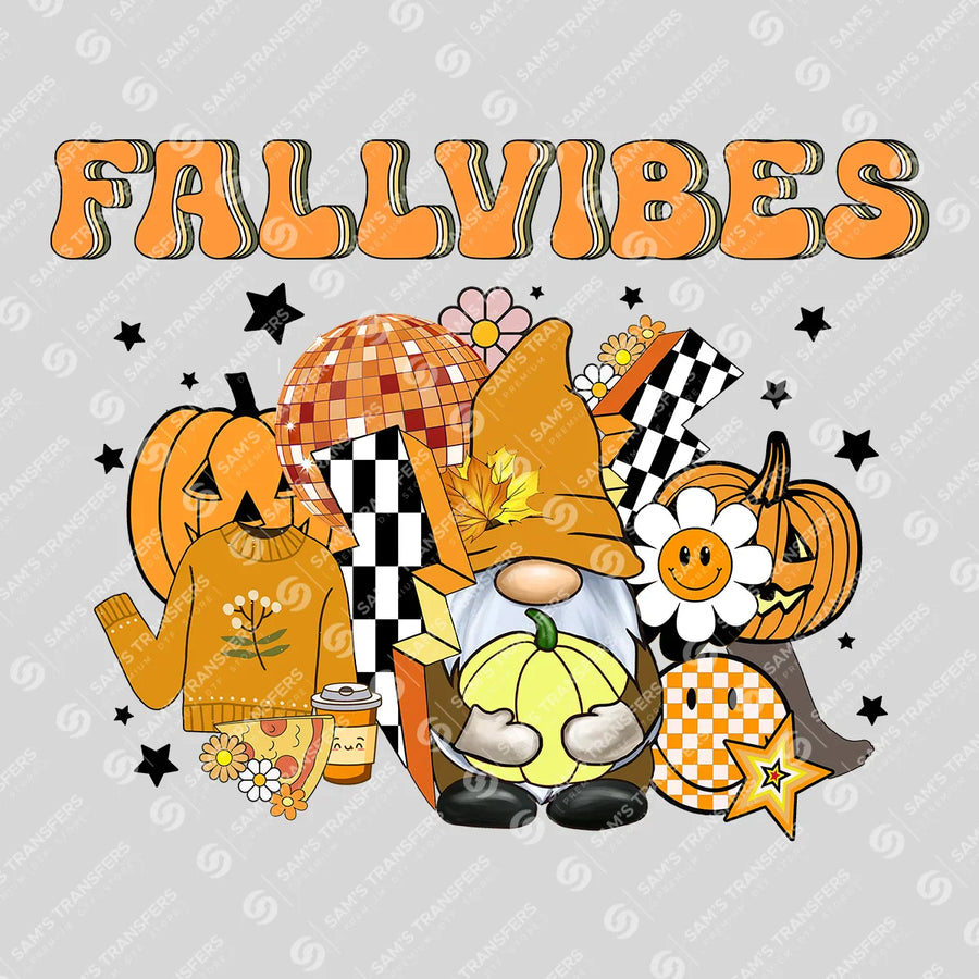 Fall Vibes Gnome Disco Ready-to-Press DTF Transfer | SAT00740