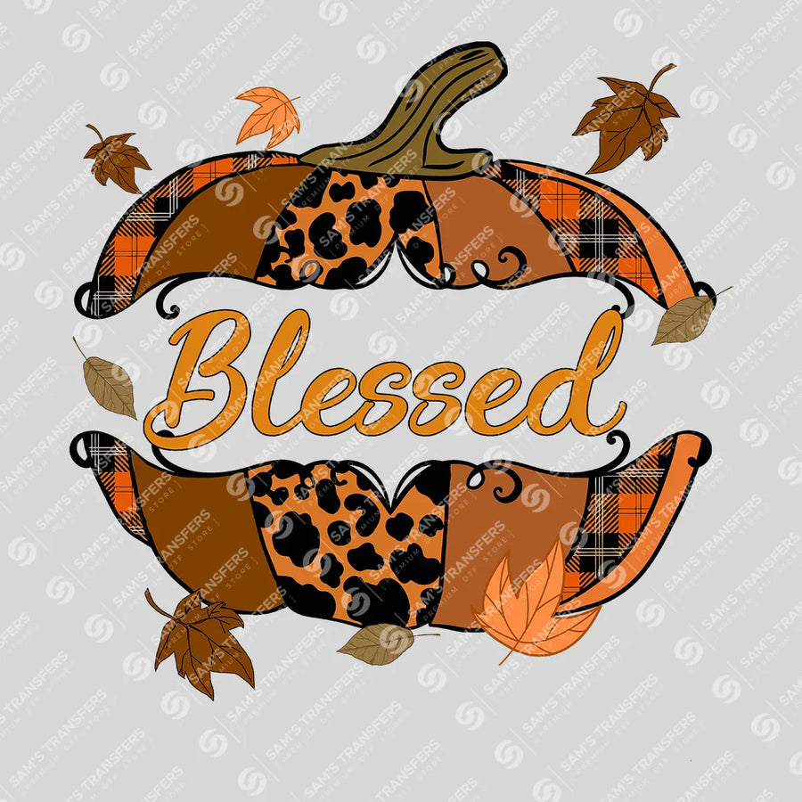 Blessed Patchwork Pumpkin Ready-to-Press DTF Transfer | SAT00741