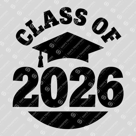 Apparel featuring a Class Of 2026 Circle-themed DTF transfer.