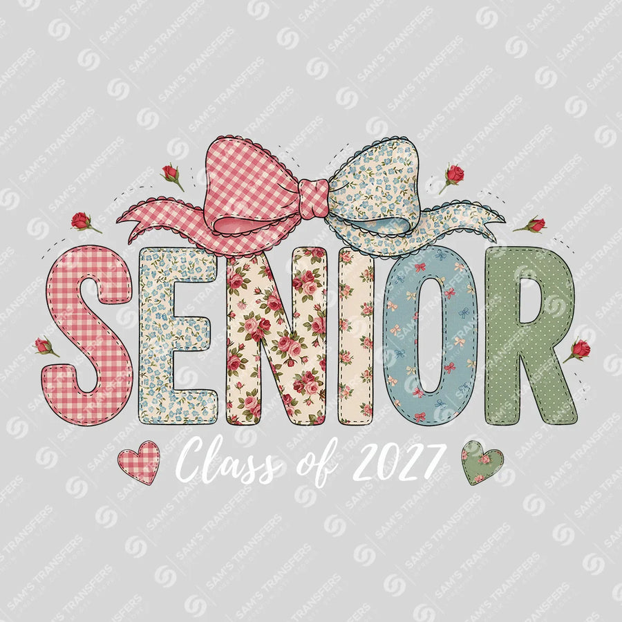 Senior Class Of 2027 Floral Bow Ready-to-Press DTF Transfer | SAT00795