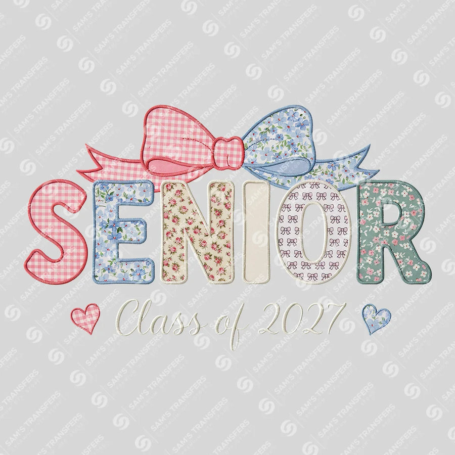 Senior Class Of 2027 Floral Applique Ready-to-Press DTF Transfer | SAT00799