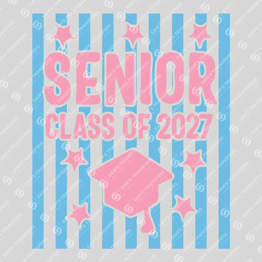 Senior Class Of 2027 Striped Ready-to-Press DTF Transfer | SAT00855