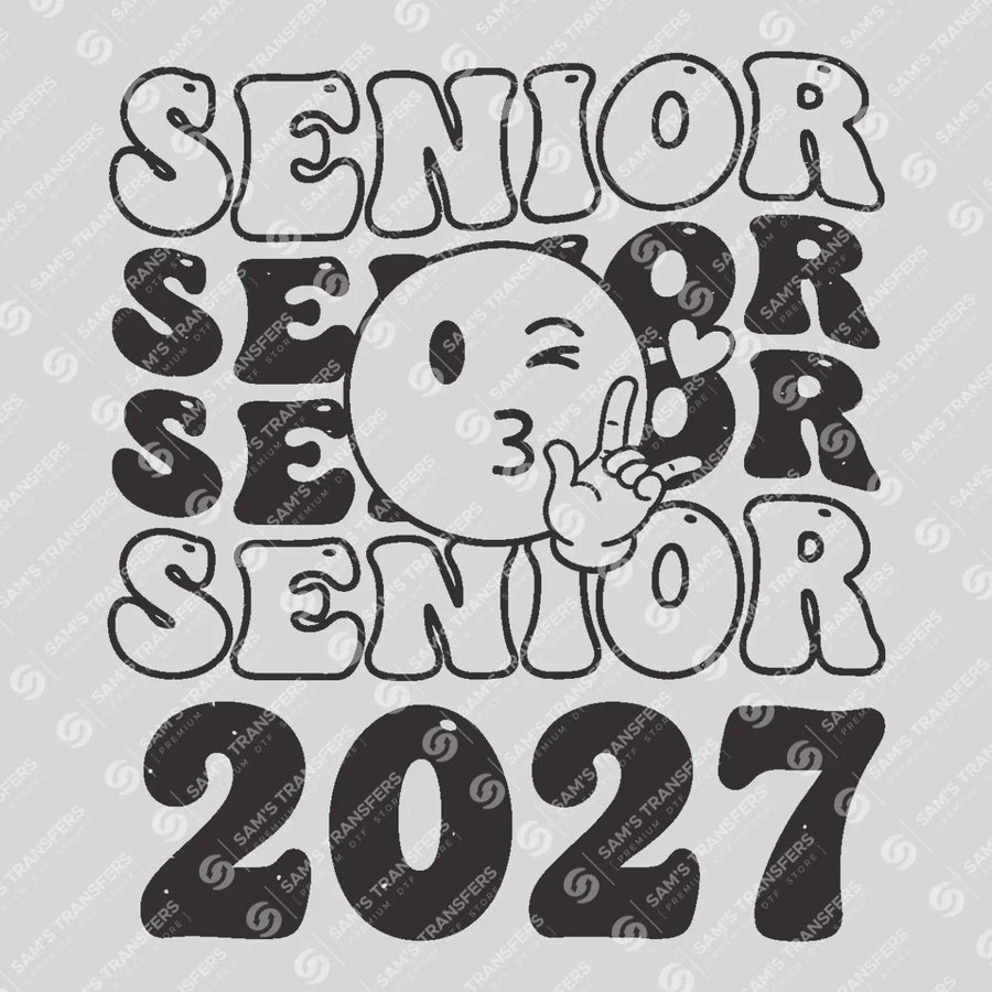 Senior 2027 Groovy Smiley Ready-to-Press DTF Transfer | SAT00886