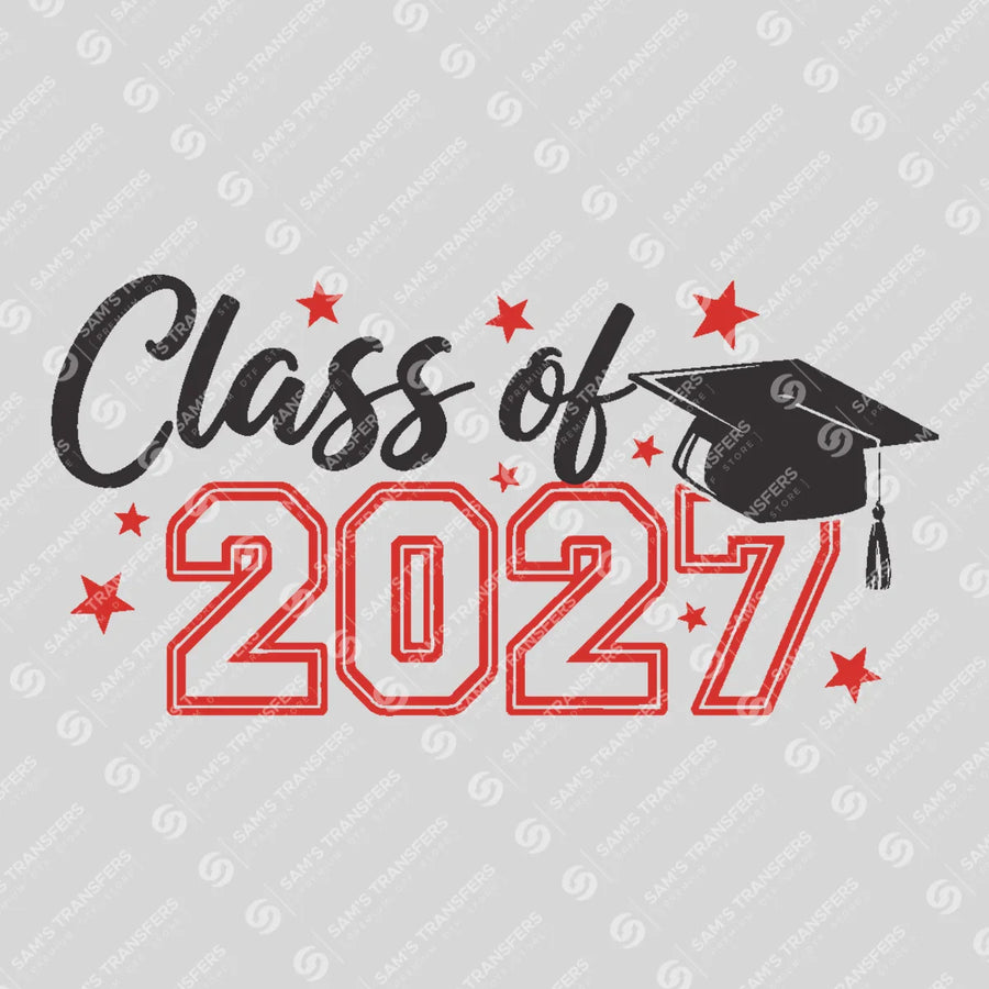 Class Of 2027 Red Stars Cap Ready-to-Press DTF Transfer | SAT00890