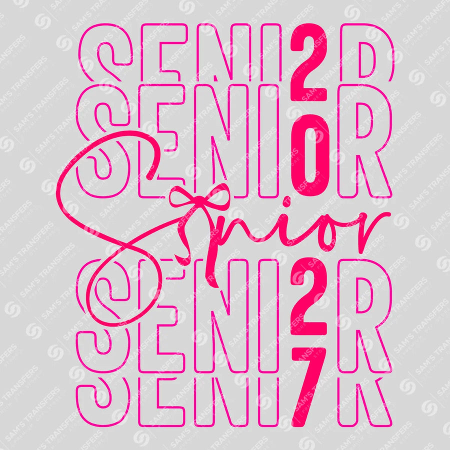Senior 2027 Pink Outline Echo Ready-to-Press DTF Transfer | SAT00937
