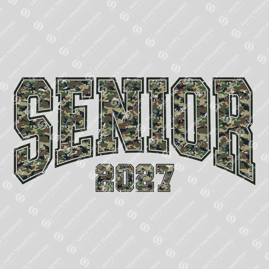 Senior 2027 Camo Distressed Ready-to-Press DTF Transfer | SAT00945