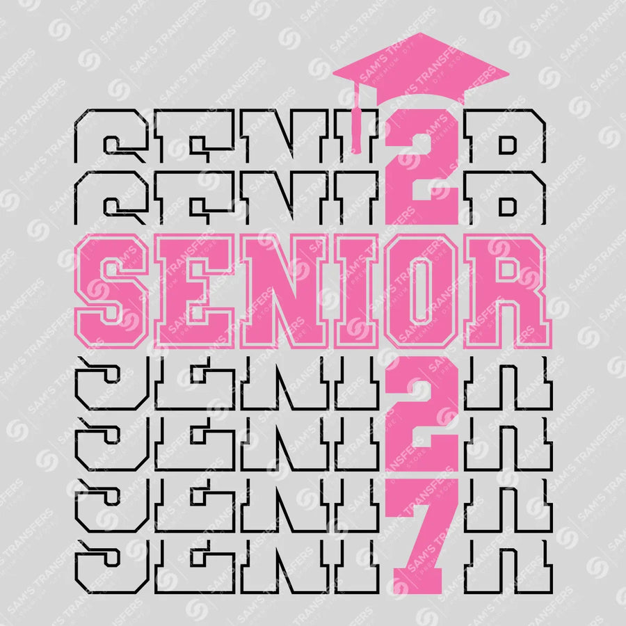 Senior 2027 Pink Echo Cap Ready-to-Press DTF Transfer | SAT00948