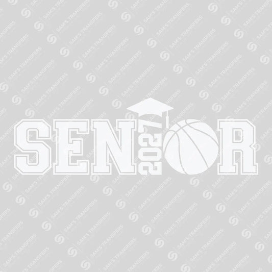 Apparel featuring a Senior 2027 Basketball White-themed DTF transfer.