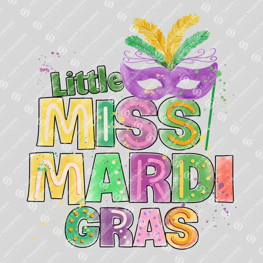 Little Miss Mardi Gras Ready-to-Press DTF Transfer | SAT00980
