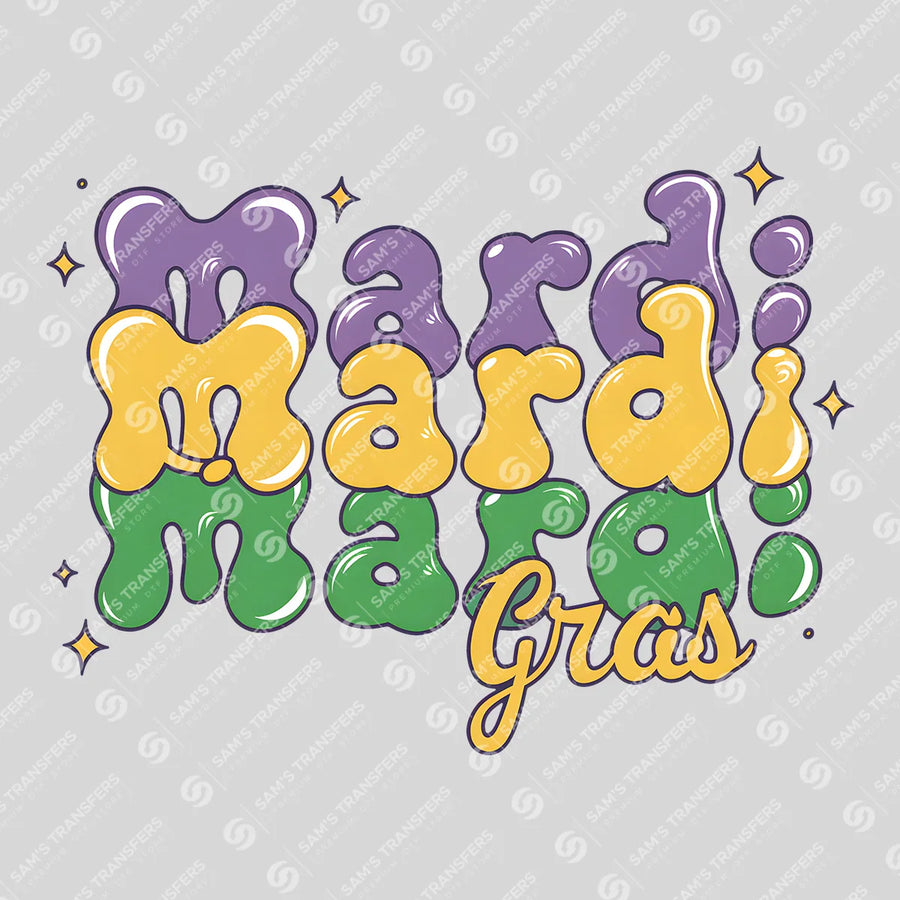 Mardi Gras Bubble Echo Ready-to-Press DTF Transfer | SAT01013