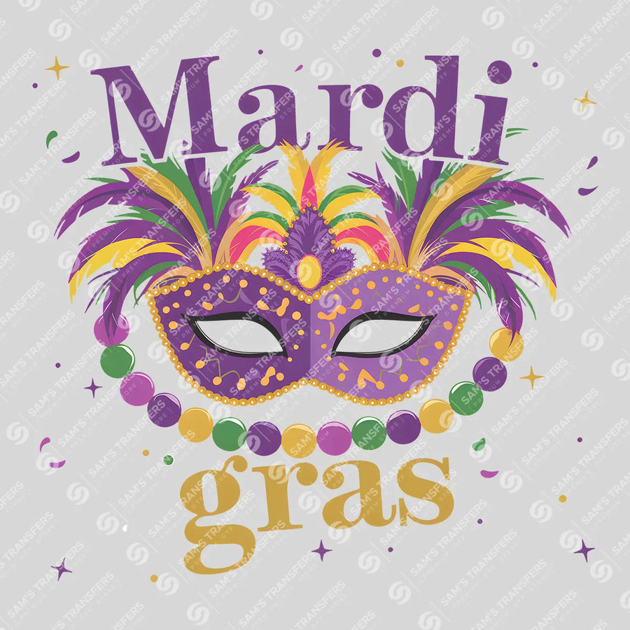 Mardi Gras Beaded Mask Ready-to-Press DTF Transfer | SAT01036