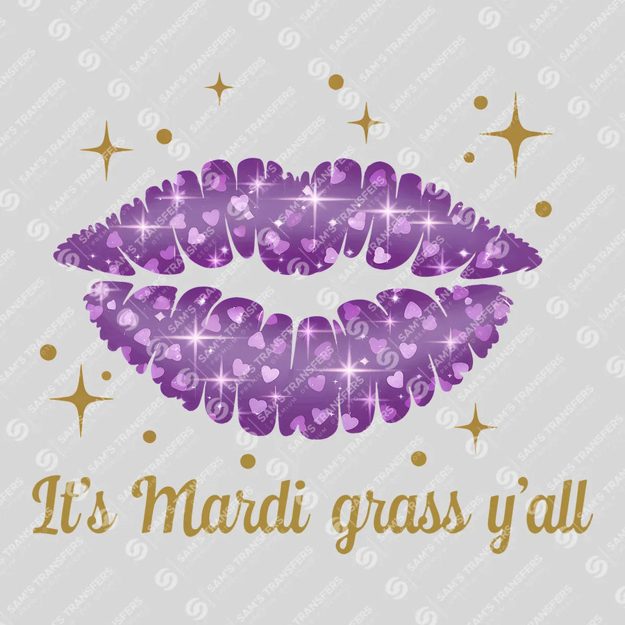 Mardi Gras Glitter Lips Ready-to-Press DTF Transfer | SAT01158