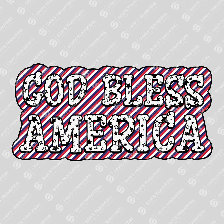 God Bless America Striped Ready-to-Press DTF Transfer | SAT01210