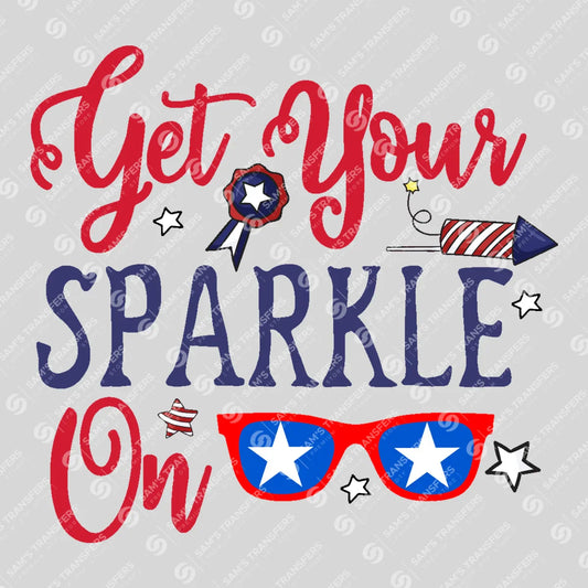 Apparel featuring a Get Your Sparkle On-themed DTF transfer.