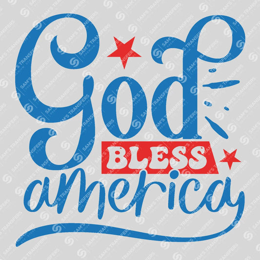 Apparel featuring a God Bless America Retro-themed DTF transfer.