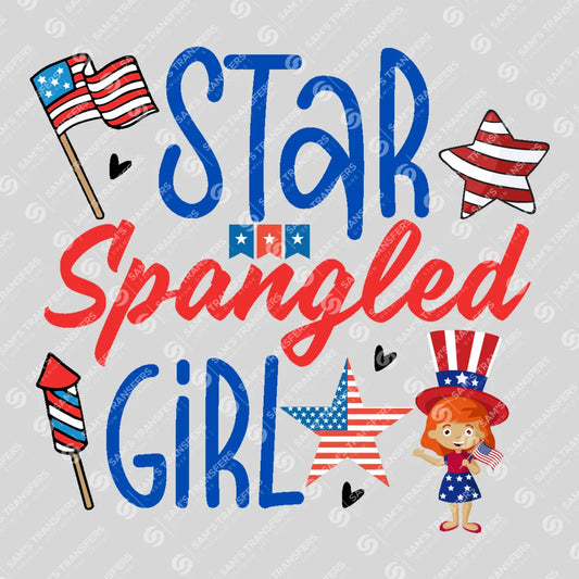 Apparel featuring a Star Spangled Girl-themed DTF transfer.