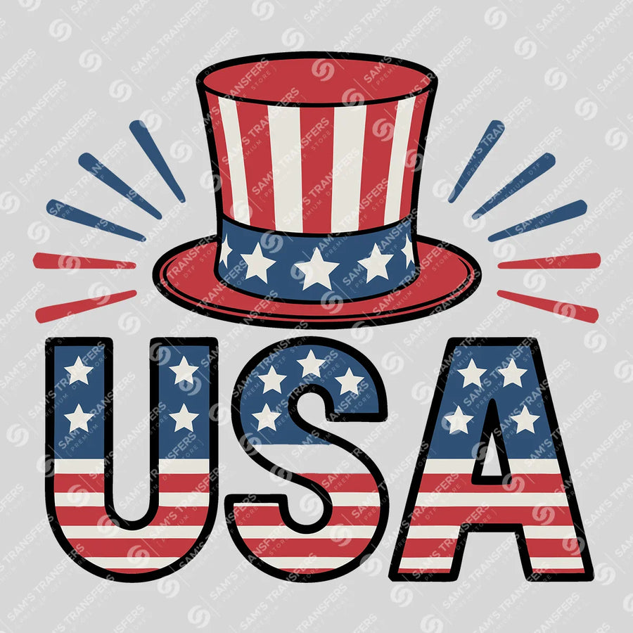 USA Top Hat Ready-to-Press DTF Transfer | SAT01390
