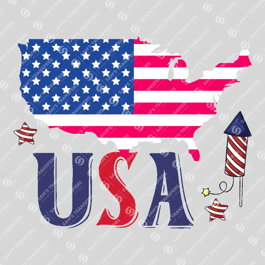 USA Map Ready-to-Press DTF Transfer | SAT01391
